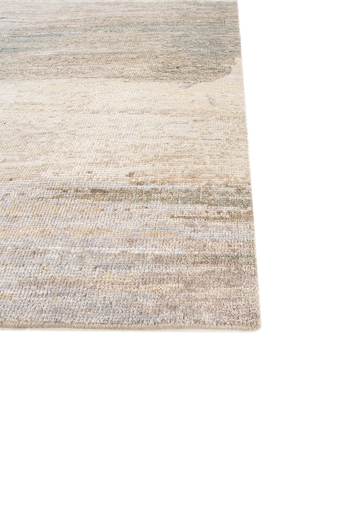 entropy grey and black wool hand knotted Rug - Corner