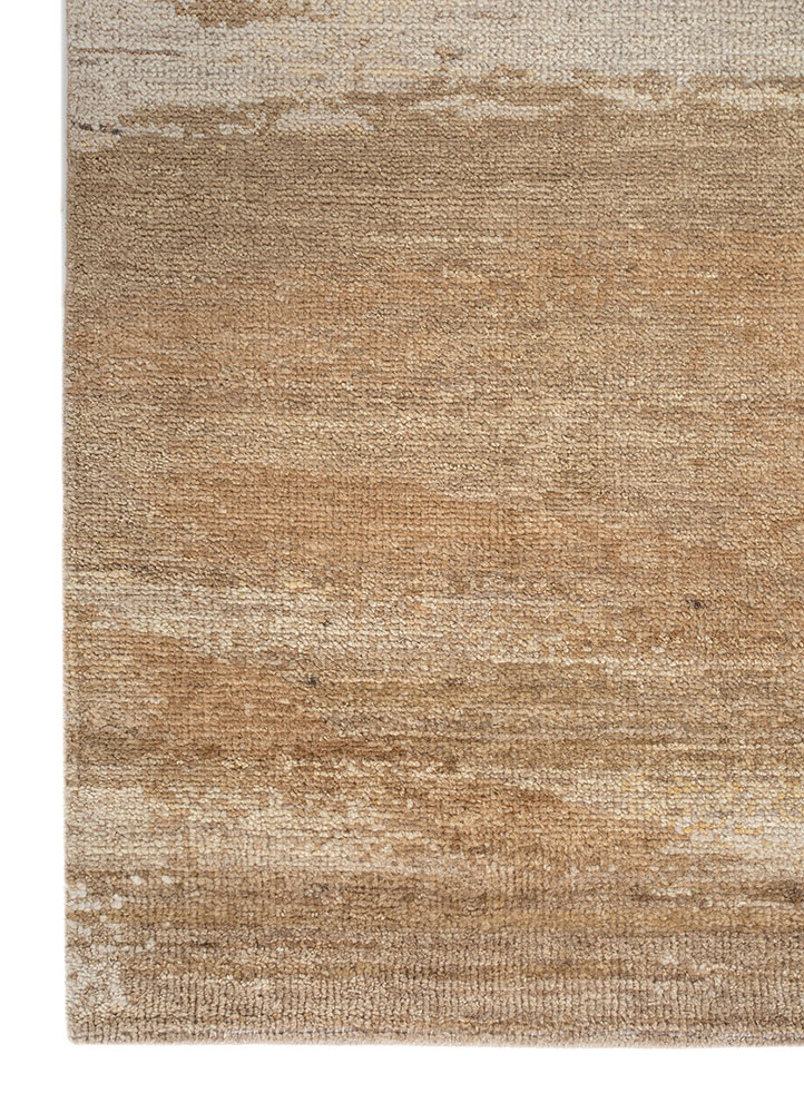entropy beige and brown wool hand knotted Rug - Corner