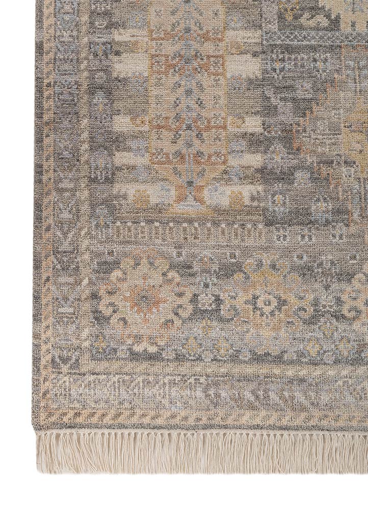 savana grey and black wool hand knotted Rug - Corner