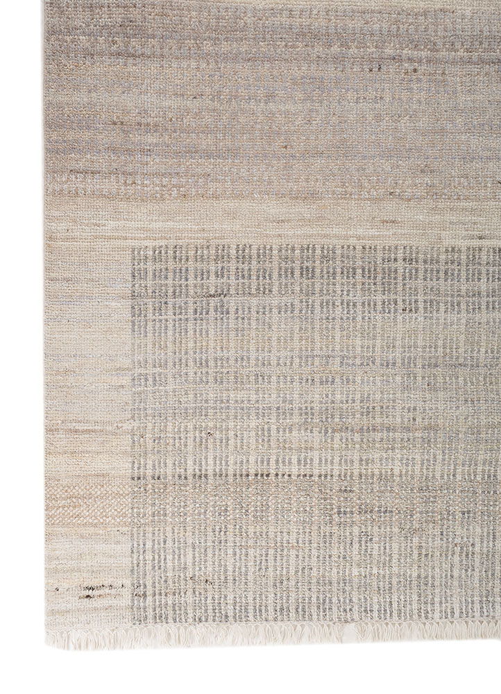 blythe ivory afghan wool hand knotted Rug - Corner