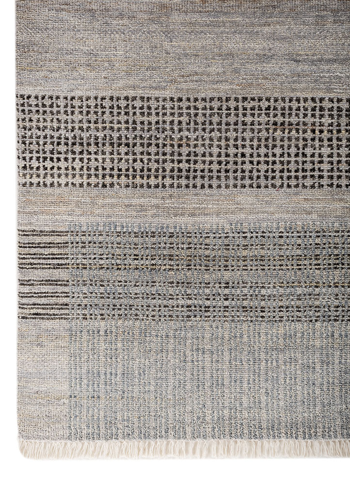 blythe grey and black afghan wool hand knotted Rug - Corner