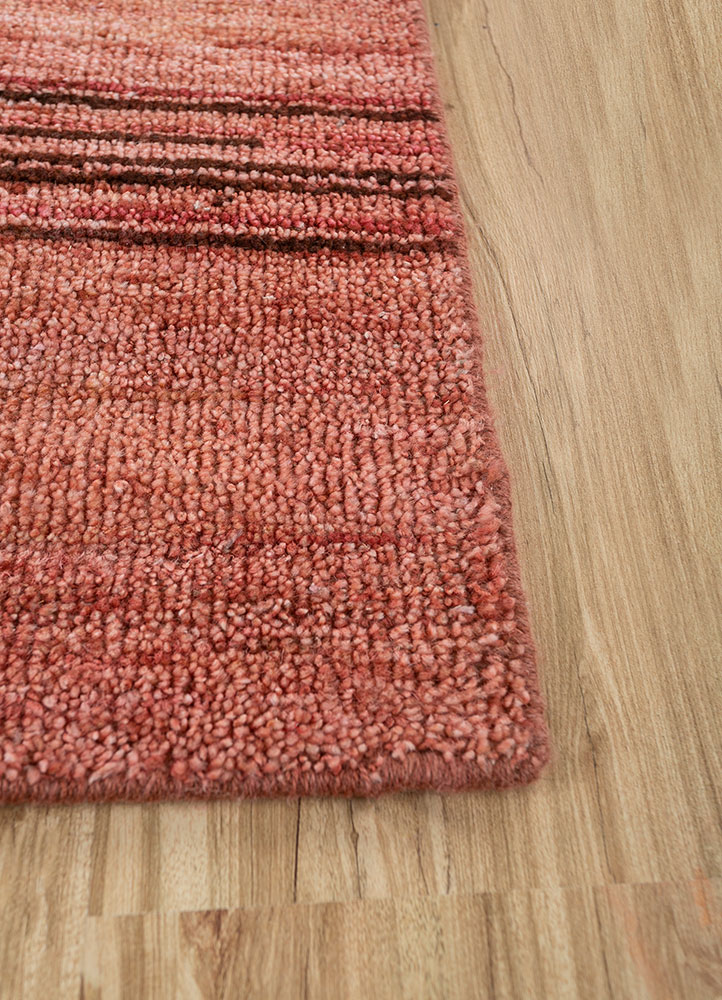 blythe red and orange afghan wool hand knotted Rug - Corner