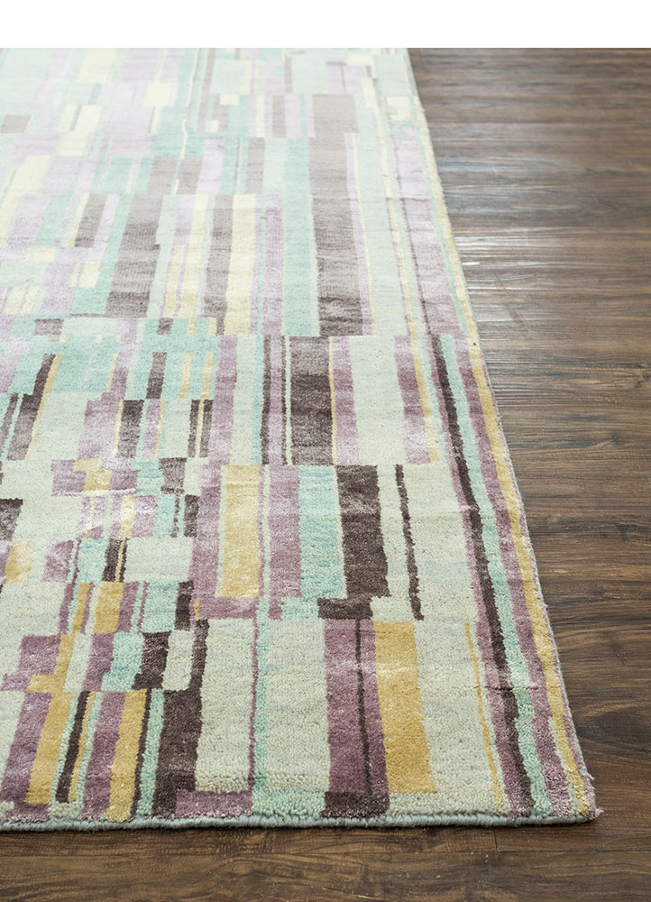 uvenuti blue wool and bamboo silk hand knotted Rug - Corner