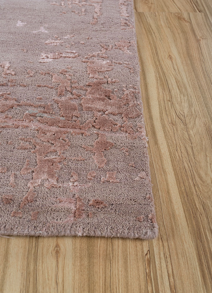 free verse by kavi pink and purple wool and bamboo silk hand knotted Rug - Corner