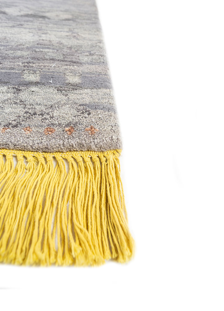 manchaha grey and black wool and silk hand knotted Rug - Corner