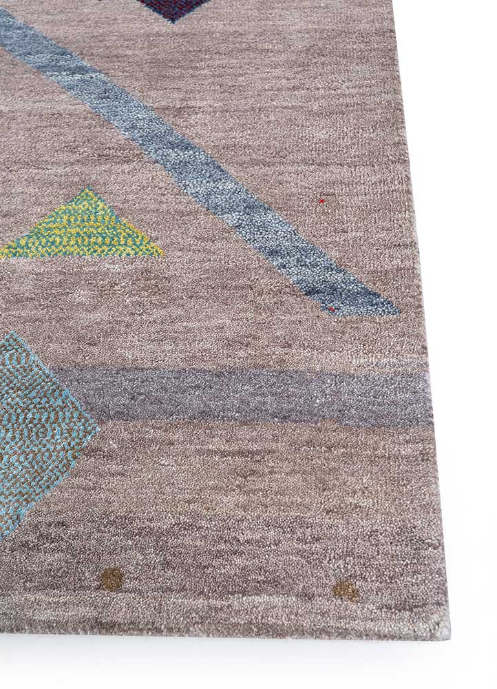 freedom manchaha beige and brown wool and silk hand knotted Rug - Corner