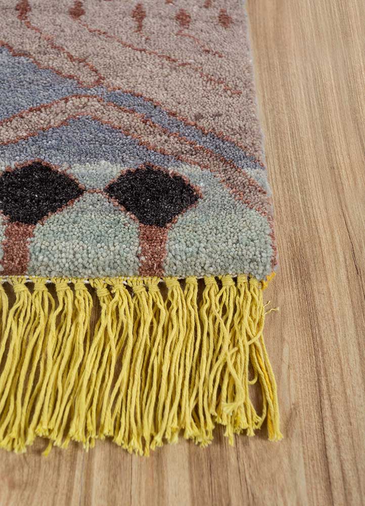 manchaha blue wool and silk hand knotted Rug - Corner