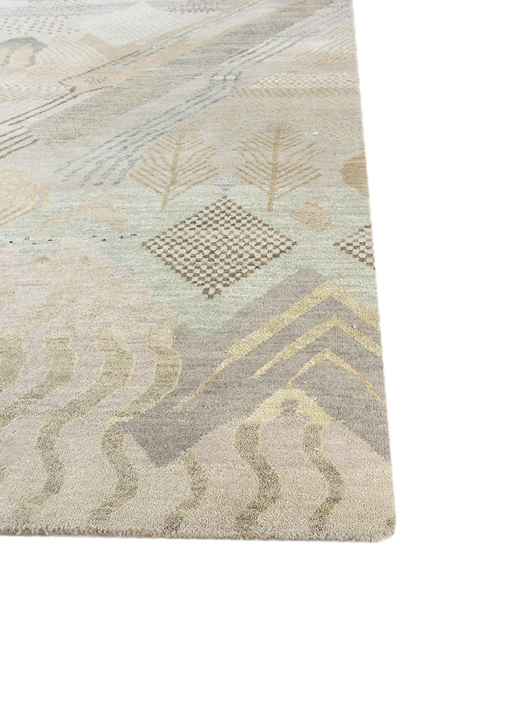 manchaha blue wool and silk hand knotted Rug - Corner
