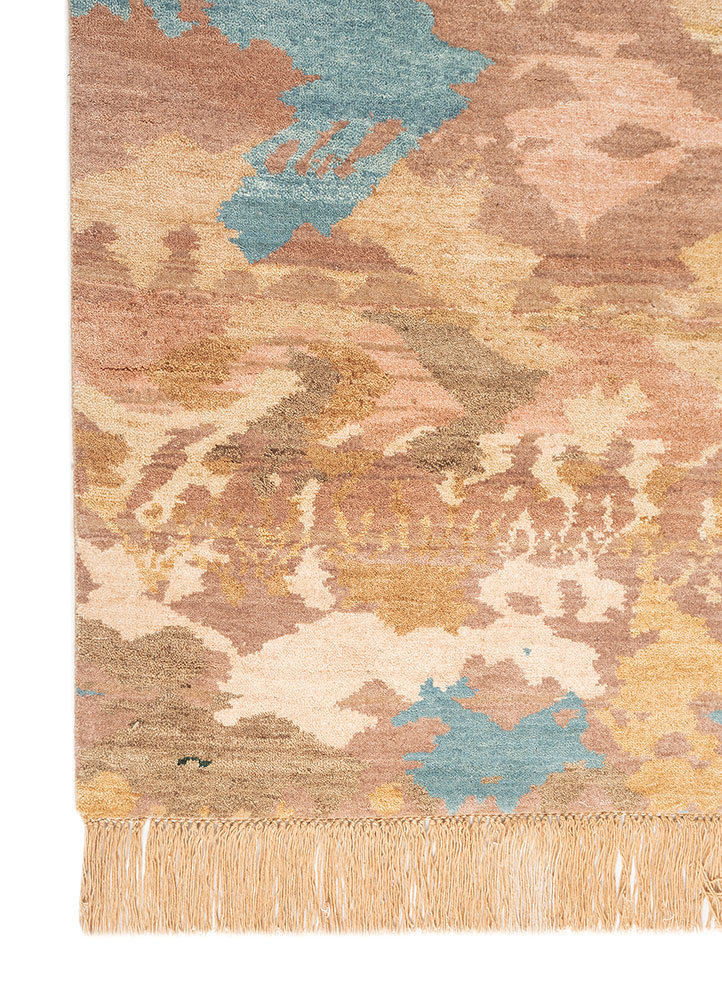 manchaha red and orange wool and silk hand knotted Rug - Corner