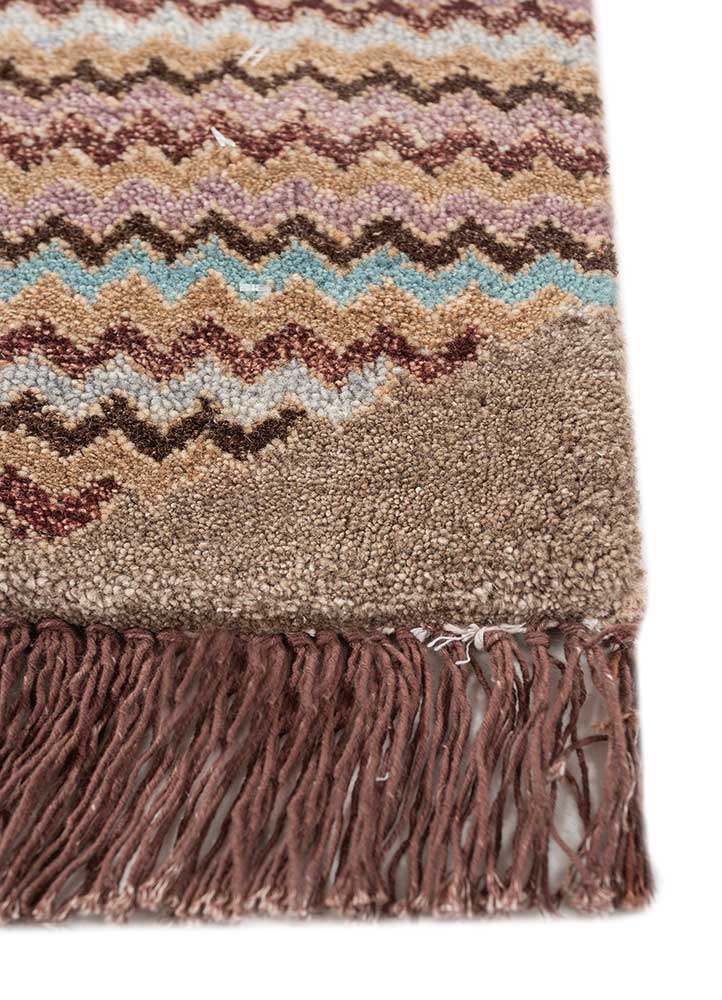 manchaha red and orange wool and silk hand knotted Rug - Corner