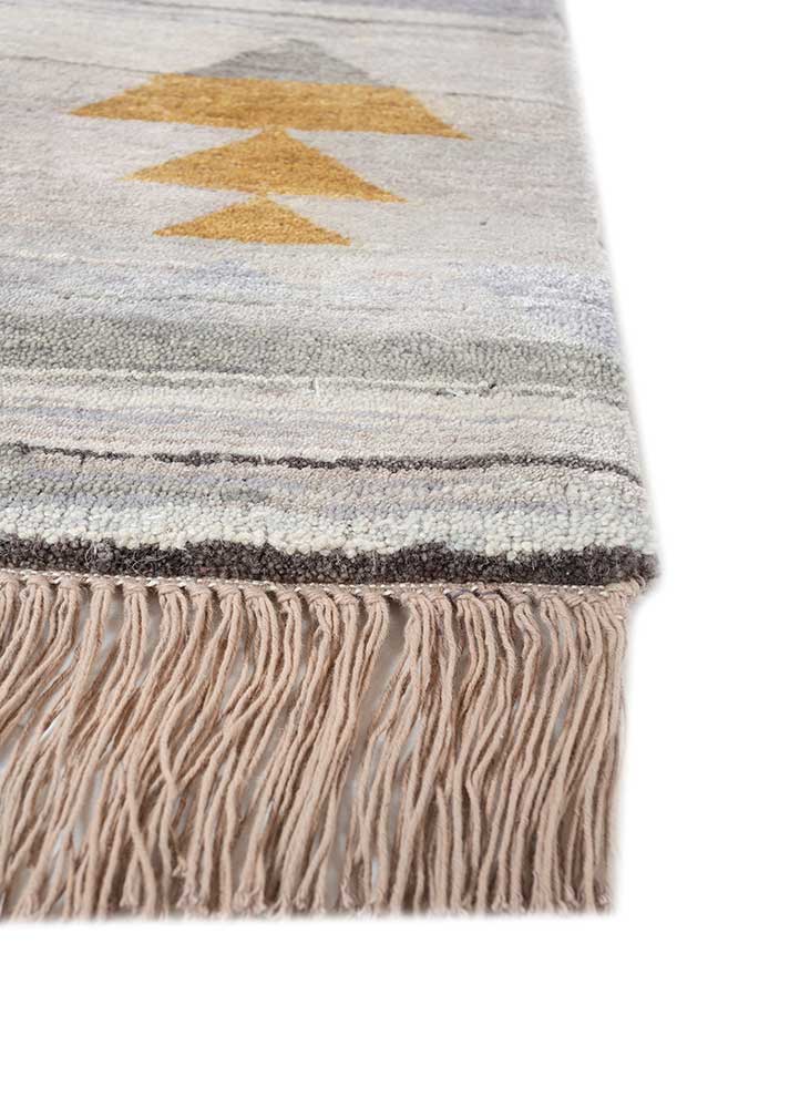 freedom manchaha grey and black wool and silk hand knotted Rug - Corner