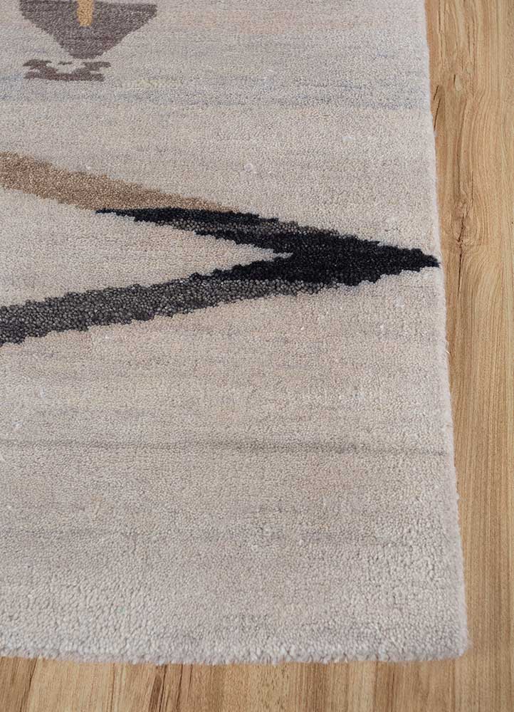 freedom manchaha ivory wool and silk hand knotted Rug - Corner