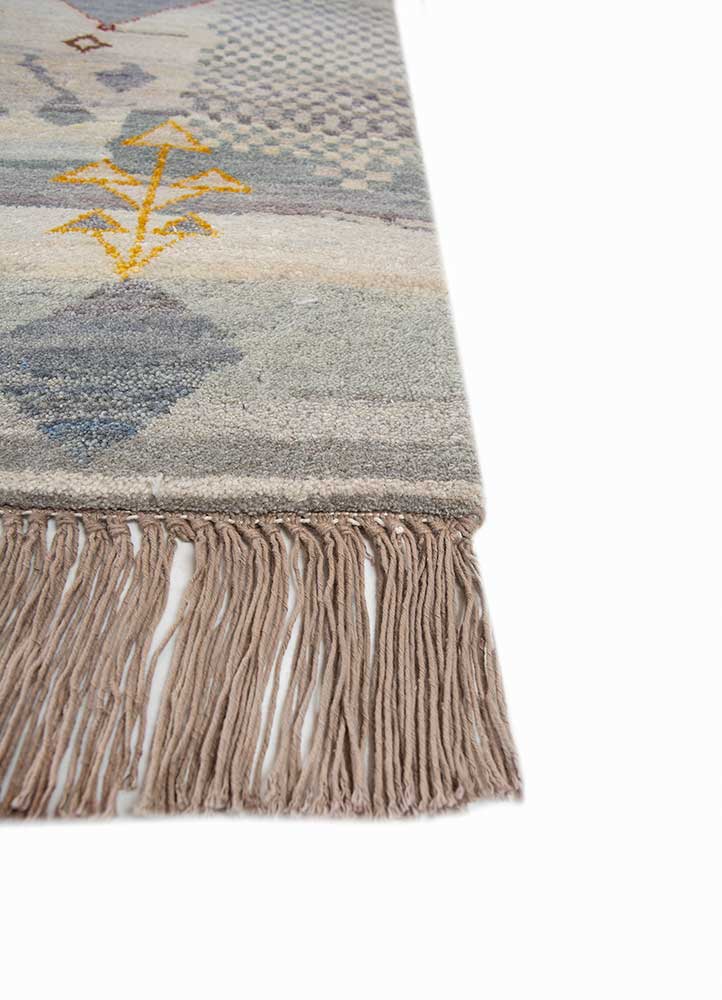 manchaha blue wool and silk hand knotted Rug - Corner