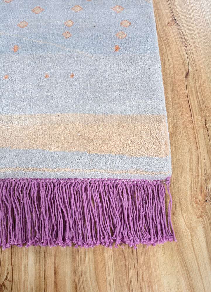 manchaha blue wool and silk hand knotted Rug - Corner