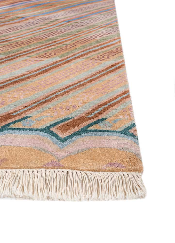 manchaha pink and purple silk hand knotted Rug - Corner