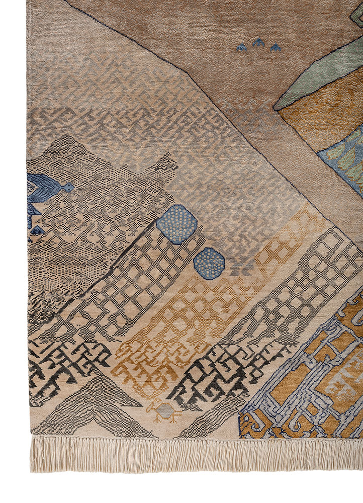 manchaha grey and black silk hand knotted Rug - Corner