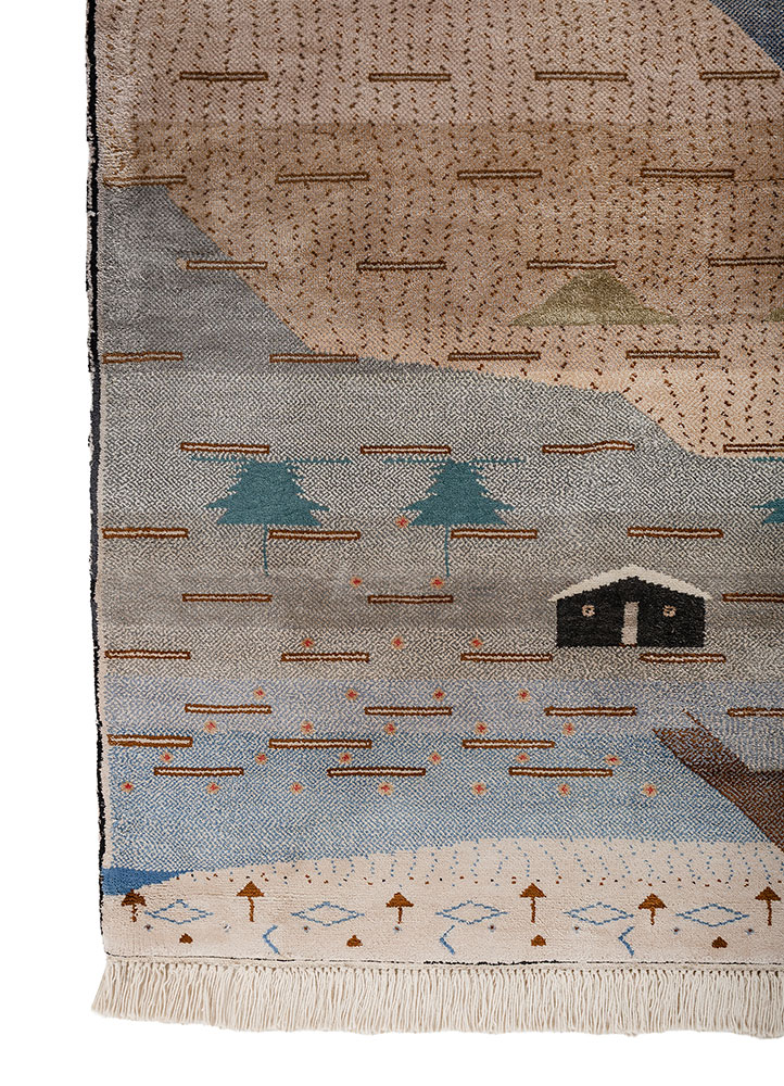 freedom manchaha ivory silk hand knotted Rug - Corner