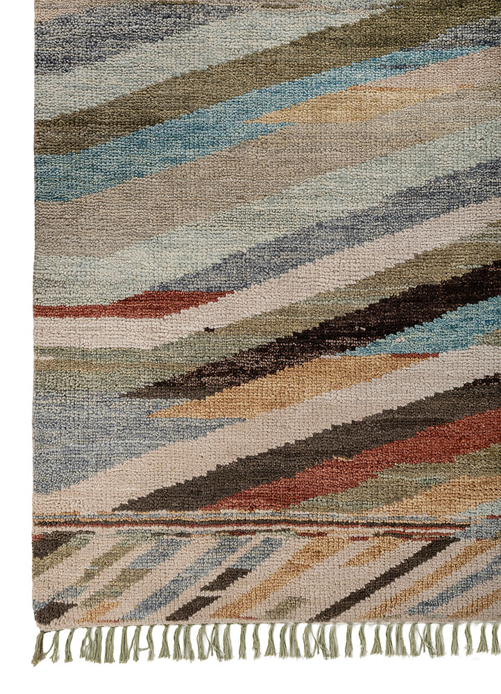 manchaha beige and brown wool hand knotted Rug - Corner