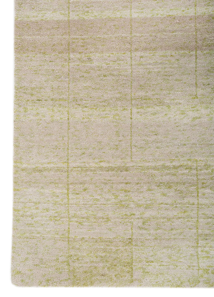 kavi x manchaha green wool hand knotted Rug - Corner