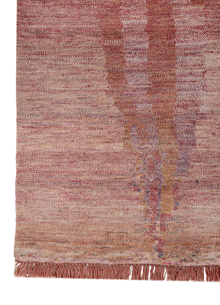 kavi x manchaha pink and purple wool hand knotted Rug - Corner