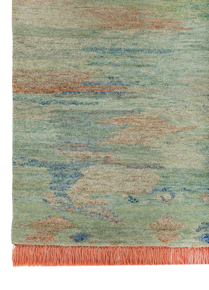 kavi x manchaha blue wool hand knotted Rug - Corner