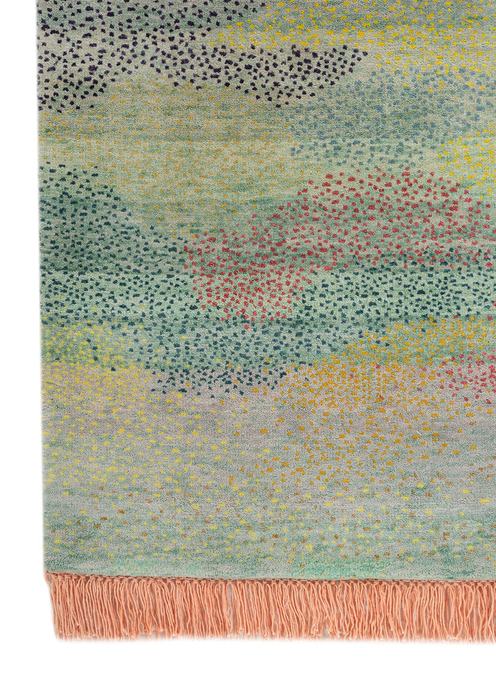 kavi x manchaha blue wool hand knotted Rug - Corner