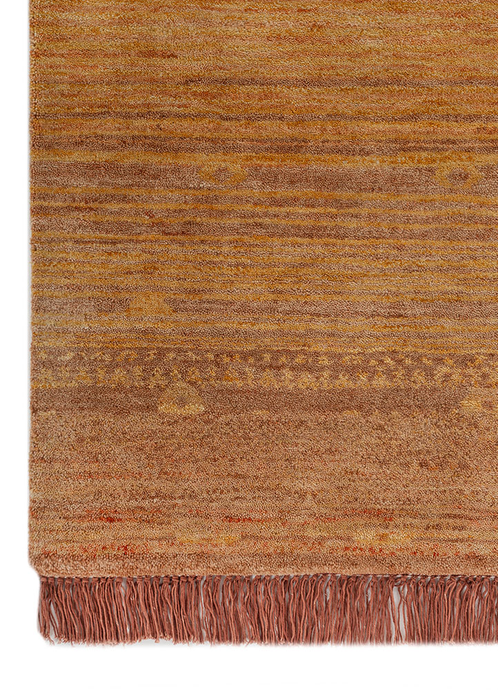 kavi x manchaha red and orange wool hand knotted Rug - Corner
