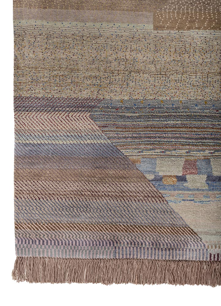 kavi x manchaha grey and black wool and bamboo silk hand knotted Rug - Corner