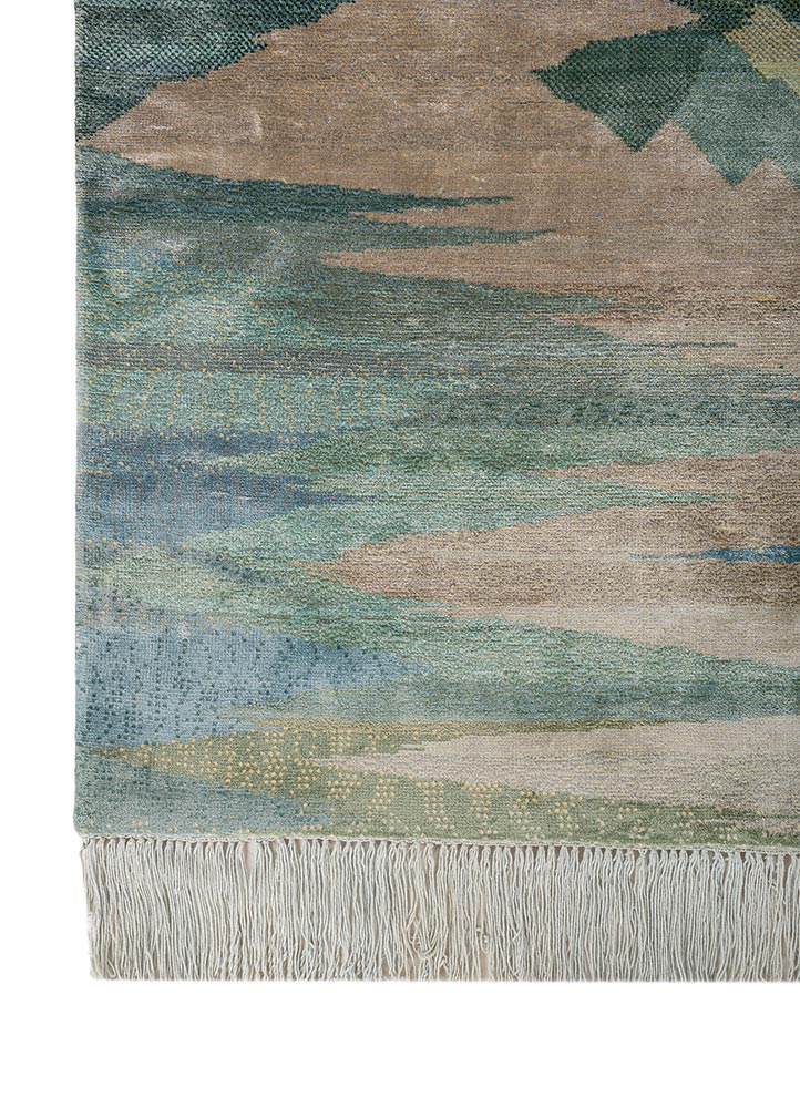kavi x manchaha gold bamboo silk hand knotted Rug - Corner