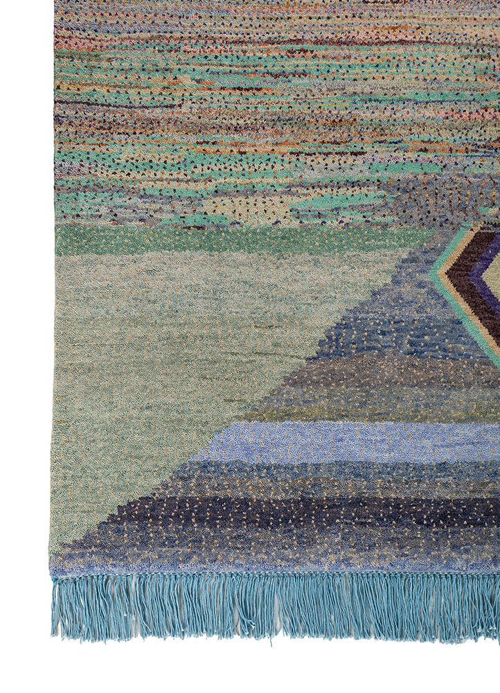 kavi x manchaha pink and purple wool hand knotted Rug - Corner