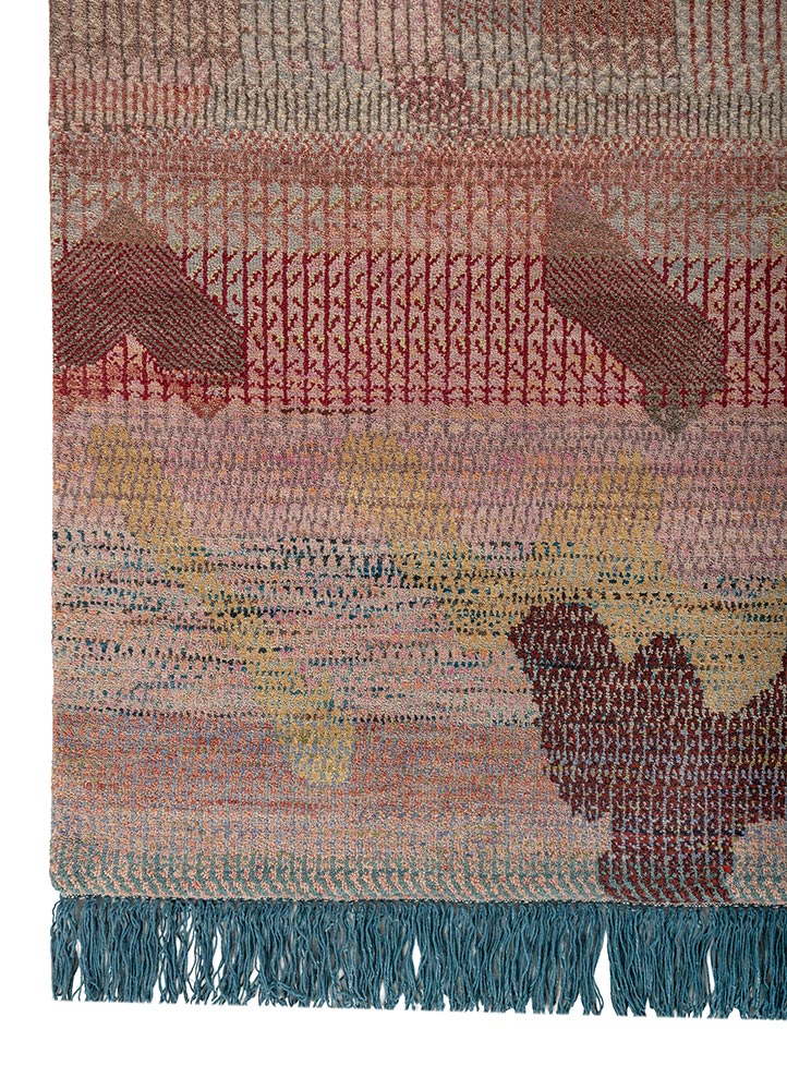 kavi x manchaha pink and purple wool hand knotted Rug - Corner