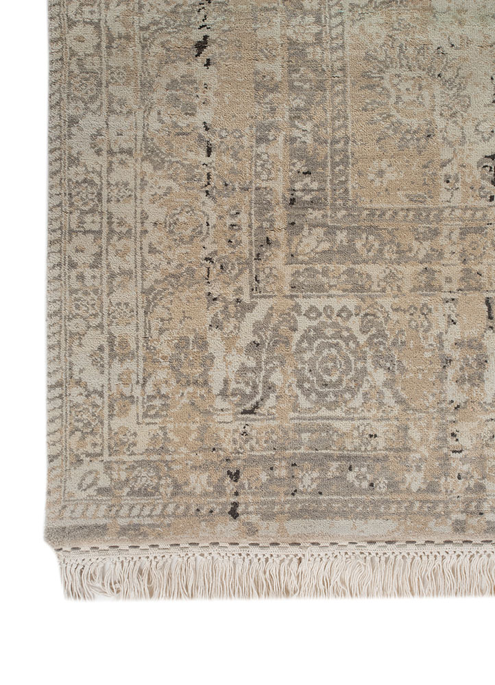 far east blue wool hand knotted Rug - Corner