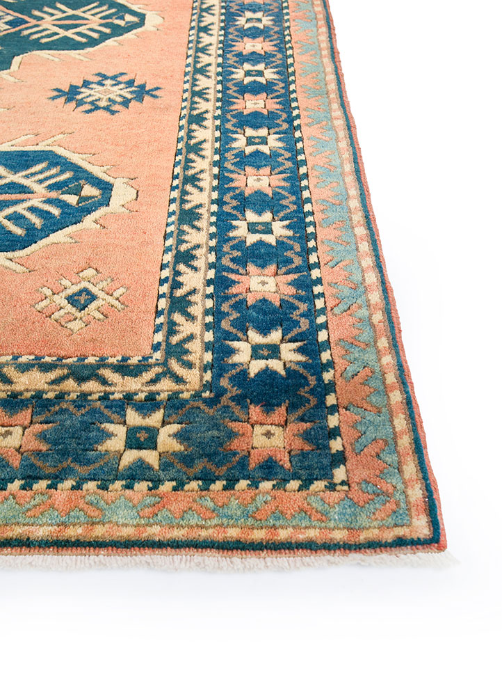 nuray red and orange wool hand knotted Rug - Corner
