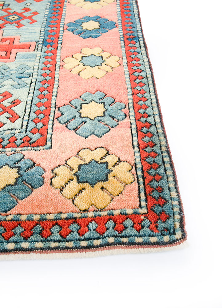 nuray blue wool hand knotted Rug - Corner