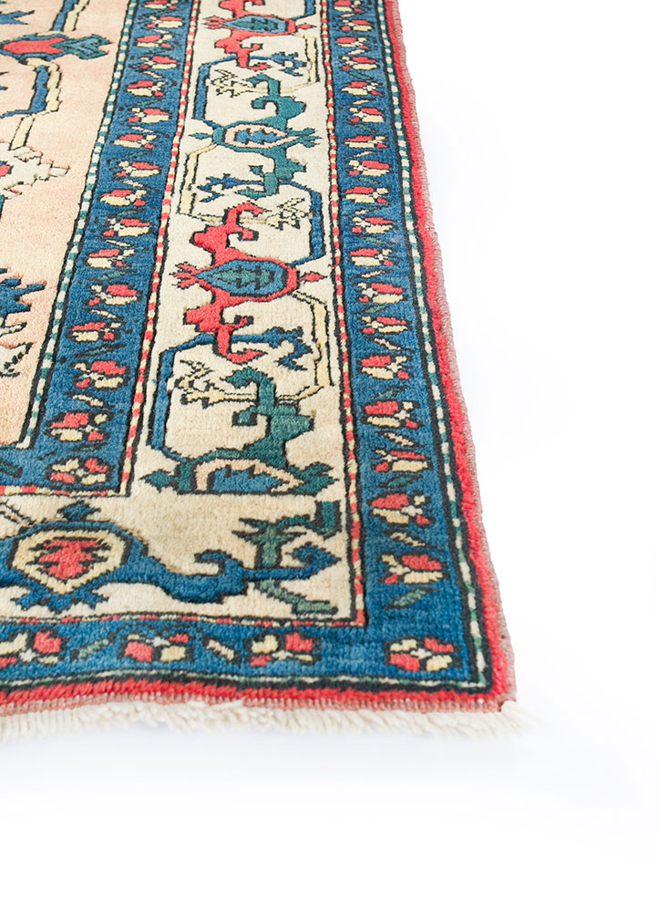 nuray red and orange wool hand knotted Rug - Corner