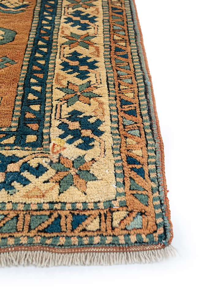 nuray red and orange wool hand knotted Rug - Corner
