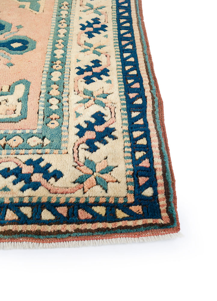 nuray red and orange wool hand knotted Rug - Corner