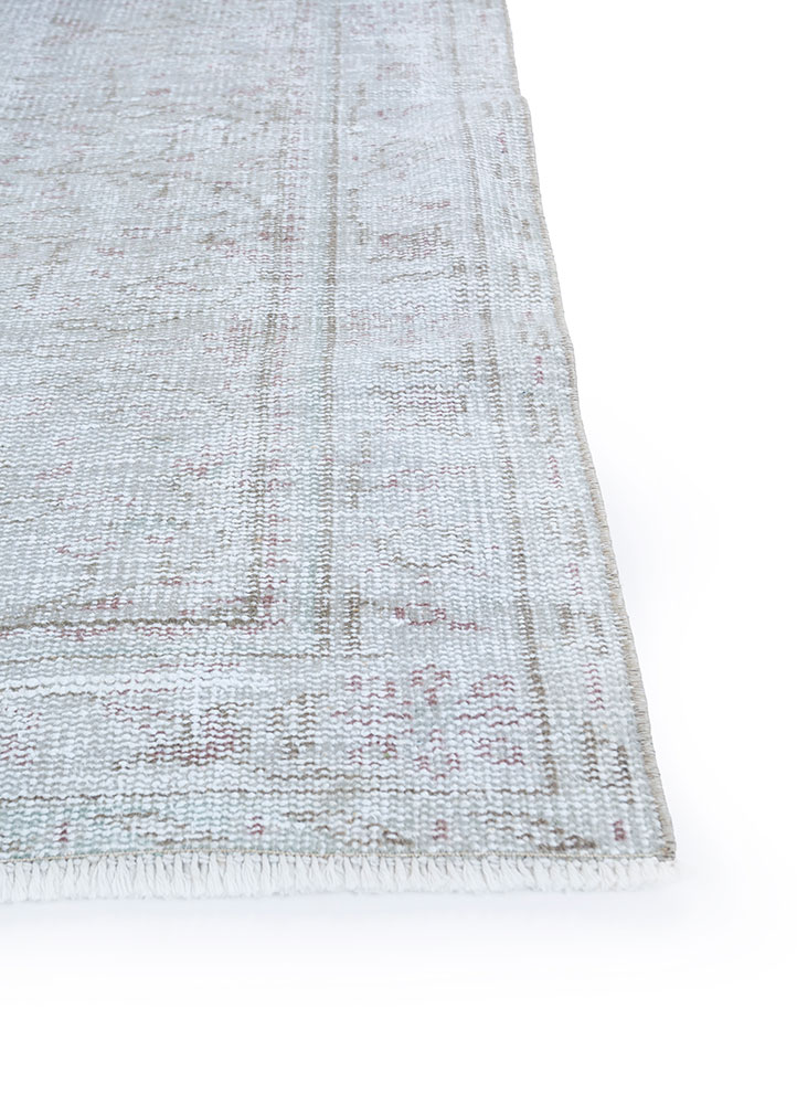 vintage grey and black wool hand knotted Rug - Corner