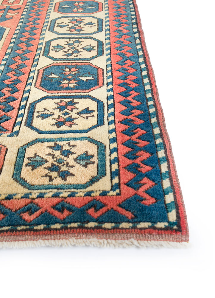 nuray red and orange wool hand knotted Rug - Corner