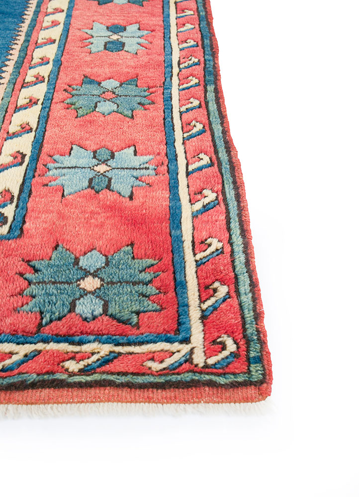 nuray red and orange wool hand knotted Rug - Corner