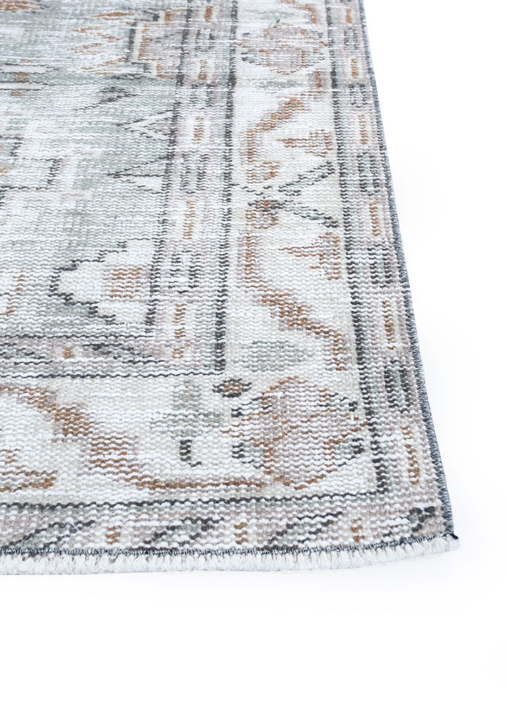 vintage grey and black wool hand knotted Rug - Corner