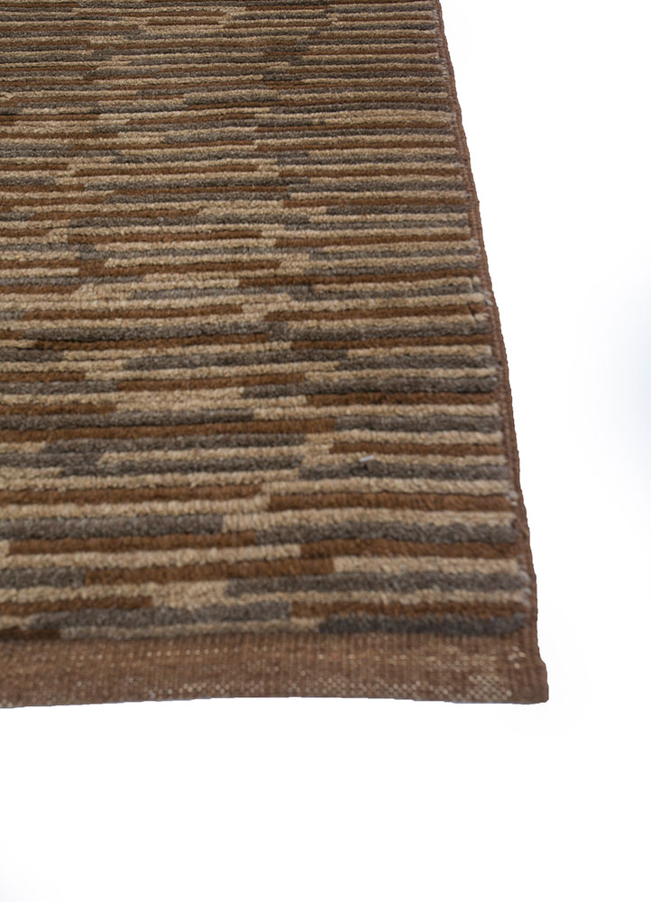 nuray beige and brown wool hand knotted Rug - Corner