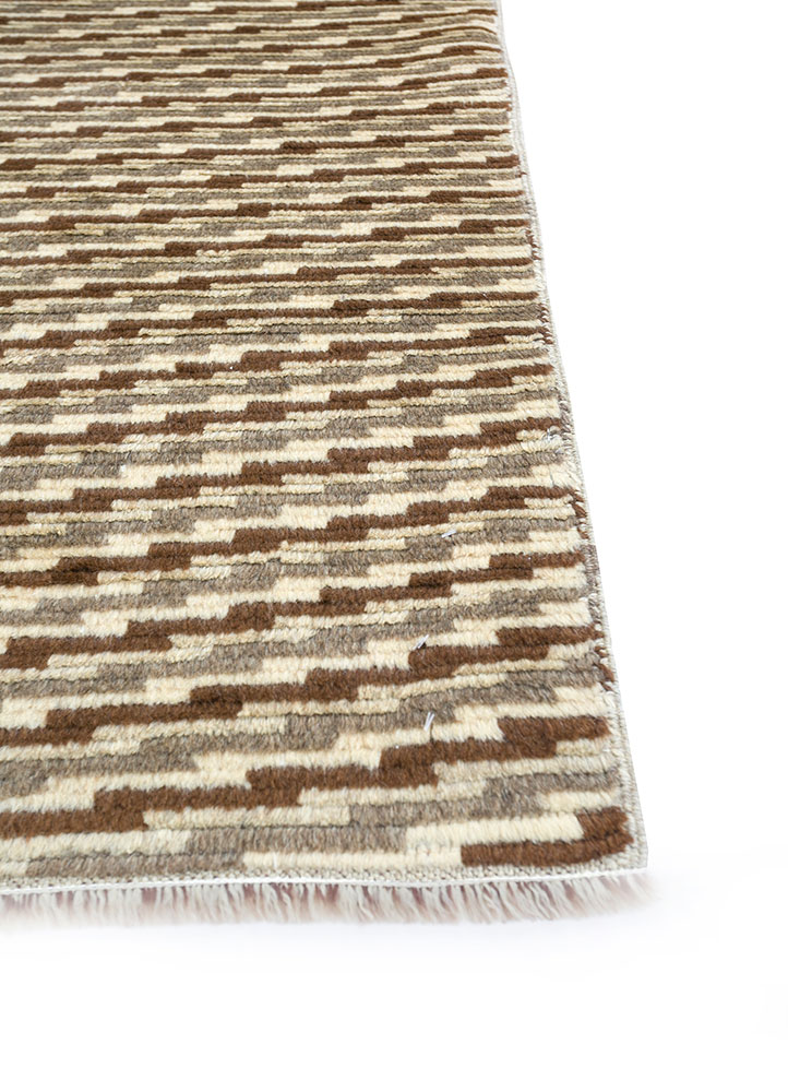 nuray beige and brown wool hand knotted Rug - Corner