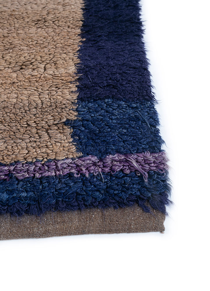 zuri beige and brown wool hand knotted Rug - Corner