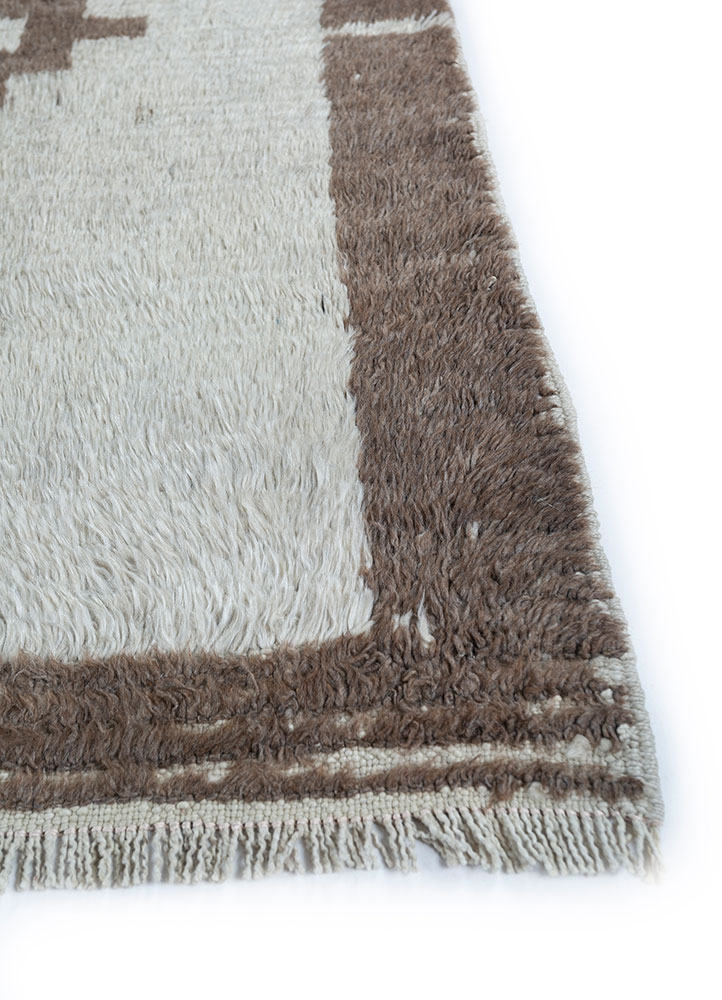 nuray beige and brown wool hand knotted Rug - Corner