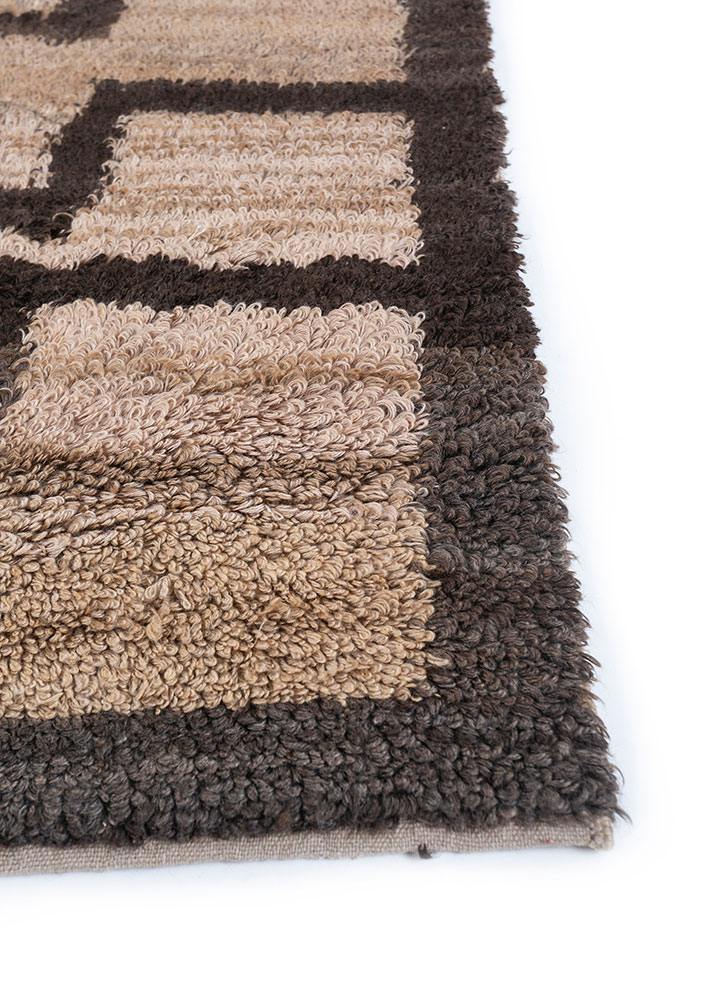 nuray beige and brown wool hand knotted Rug - Corner