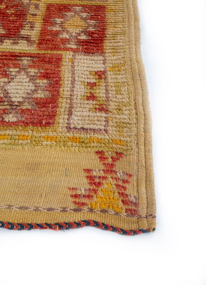nuray red and orange wool hand knotted Rug - Corner