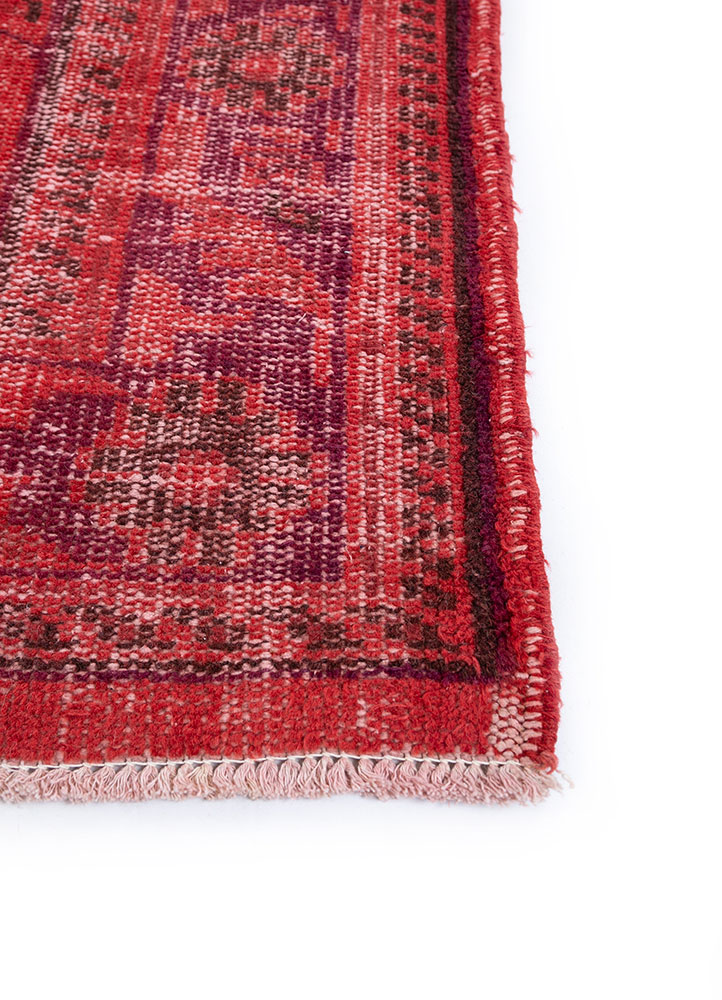 lacuna red and orange wool hand knotted Rug - Corner