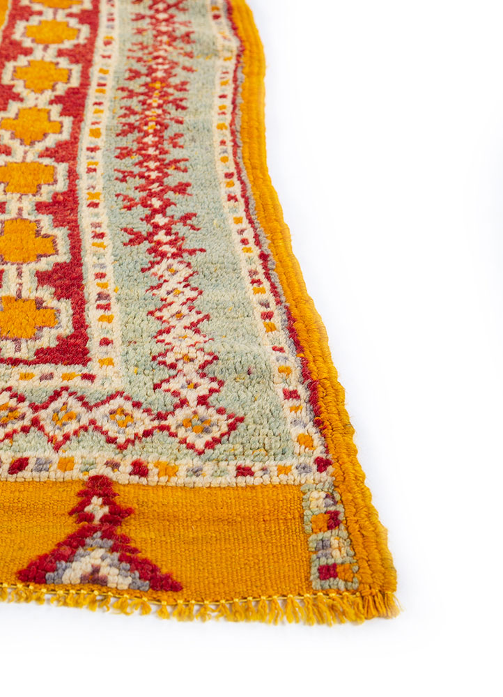 nuray red and orange wool hand knotted Rug - Corner