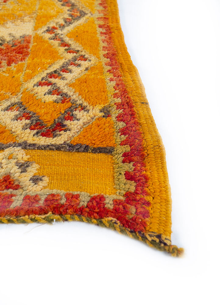nuray red and orange wool hand knotted Rug - Corner